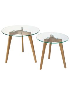 Set di 2 tavolini in vetro da soggiorno