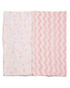 Set di 2 Copertine di Mussola di Cotone 110 x 110 cm Rosa Rosa