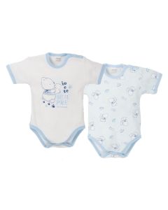 Ellepi Set Body Jersey Cotone Apertura e Spalla Azzurro Io e Te