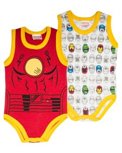 Ellepi Set di 2 Body Senza Maniche Iron Man Avengers Rosso