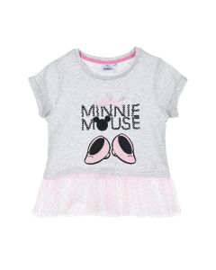 Minnie Maglietta Maniche Corte Grigio con Volant