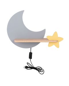Lampada per Bambini Applique con Mensola Luna Grigio