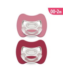 J BIMBI Pack 2 Succhietti Glee Super Leggeri 0-2 Mesi in Silicone Medicale – Ciucci con Tettarella Simmetrica a Goccia, Scudo Ventilato e Design Ortodontico – Rosa Antico/Fuxia