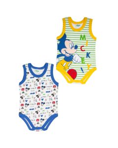 Ellepi Set di 2 Body Estivi Senza Maniche Mickey Mouse Giallo