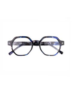 UTILISSIMI Occhiali da Lettura Donna per Presbiopia Tartarugati Blu e Neri Esagonali con Cerniere Flex - +1.5