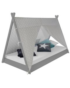 Letto Singolo Montessori a tenda teepee grigio in tessuto