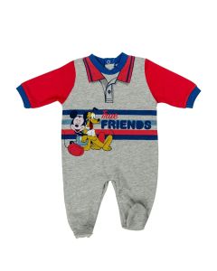 Topolino e Pluto Tutina in Cotone Grigio Rosso Ellepi