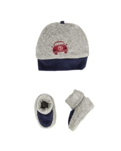 Ellepi Set Cappellino Macchinina e Scarpine bimbo in Ciniglia