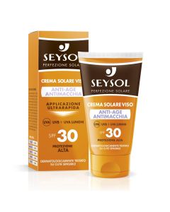 Seysol Crema Solare Viso SPF 30 Anti-Age – Protezione media, Previene Rughe e Macchie, Pelli Sensibili, Texture Leggera