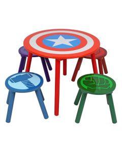 Avengers Set tavolo con 4 sgabelli in legno