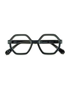 UTILISSIMI Occhiali da Lettura Donna per Presbiopia Neri Esagonali Pied de Poule con Cerniere Flex - +1.5