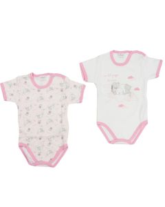 Ellepi Set 2 Body Caldo Cotone Mezza Manica Cuccioli Rosa