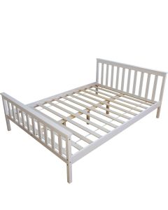 Letto piazza e mezzo in legno massiccio bianco con rete a doghe