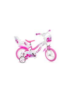 Bicicletta Bambina Bianca e Rosa Flappy 12 pollici