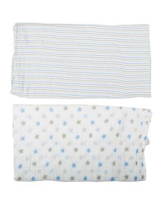 Set di 2 Copertine di Mussola di Cotone 110 x 110 cm Azzurro Azzurro