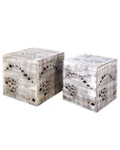 Set di 2 tavolini a cubo grigio da soggiorno