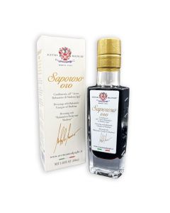 Acetaia Malpighi – Condimento all’Aceto Balsamico di Modena IGP Saporoso Sigillo Oro – 100 ml – Affinato 8 Anni in Botti di Rovere – Senza Caramello