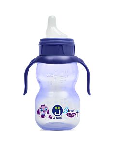 J BIMBI Sippi Tazza con Beccuccio 350 ml 9m+ – Tazza Antigoccia per Bambini con Beccuccio in Silicone Medicale, Valvola Brevettata a Basso Vuoto, Manici Removibili – Viola