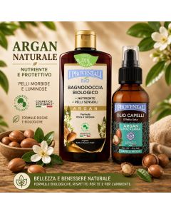 I PROVENZALI - Kit Bagnodoccia Biologico Argan e Olio per Capelli Argan e Macadamia  400ml + 100ml