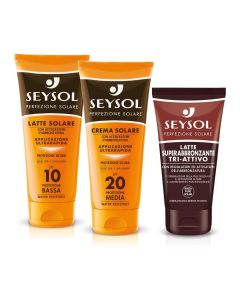 Kit Seysol Perfezione Solare Latte Superabbronzante Tri attivo, Latte Solare spf 10, Crema Solare spf 20