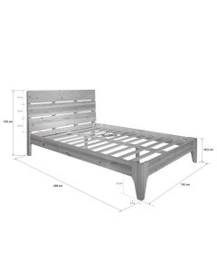 Letto piazza e mezzo in legno massiccio Natur con rete a doghe