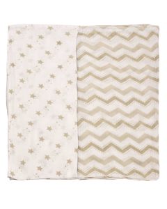 Set di 2 Copertine di Mussola di Cotone 110 x 110 cm Beige Beige