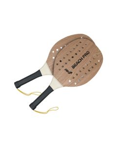 Set Racchettoni Beach Tennis PRO in Legno 12mm con Palla Morbida – Racchette Resistenti per Mare, Spiaggia e Tempo Libero - Legno