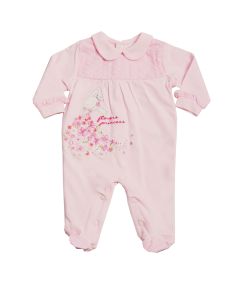 Ellepi Tutina Neonata con Colletto in Jersey Di Cotone Rosa