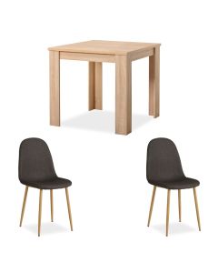 Set Tavolo da pranzo con 2 sedie imbottite Nero