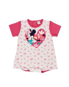 Minnie Cuori Pagliaccetto Neonata Ellepi Bianco e Fuxia