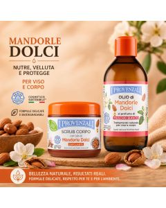 I PROVENZALI - Kit Scrub Corpo Esfoliante e Olio Corpo e Massaggi Mandorle DolciProfumato Muschio Bianco - 600gr + 200ml