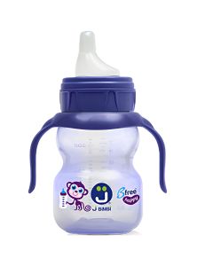 J BIMBI Sippi Tazza Primi Sorsi 240 ml 6m+ – Tazza Antigoccia per Bambini con Beccuccio in Silicone Medicale, Valvola Brevettata a Basso Vuoto, Manici Removibili – Viola