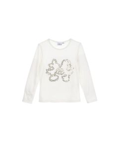 Maglia con paillettes bianca Mickey e Minnie Kiss