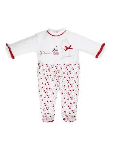 Ellepi Tutina Neonata con Stampa e Ricami Gattina Cherry