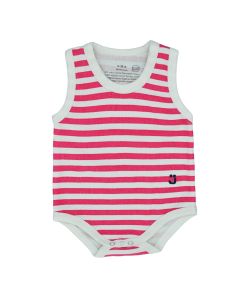 J BIMBI Body Senza Maniche Fucsia a righe, Body Estivo Taglia Unica 0-36 Mesi in Cotone Biologico