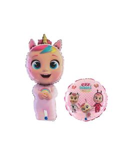 Cry Babies Set di 2 Palloncini in foil con forma e tondo coordinato,. Made in Italy by Grabo cannuccia inclusa