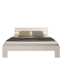 Letto matrimoniale in legno massiccio bianco con rete a doghe