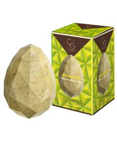Cioccolato Gourmet Uovo  di Pasqua Diamante di Cioccolato bianco con Pistacchio caramellato