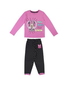 Minnie Pigiama Manica Lunga Rosa e Nero