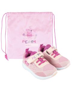 Sneakers in tela Peppa Pig con sacca scarpe